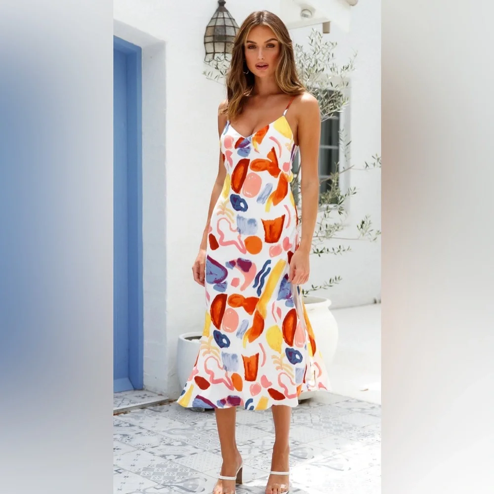 PORTRAIT OF AN ARTIST MIDI DRESS ORANGE - Picture 2 of 10